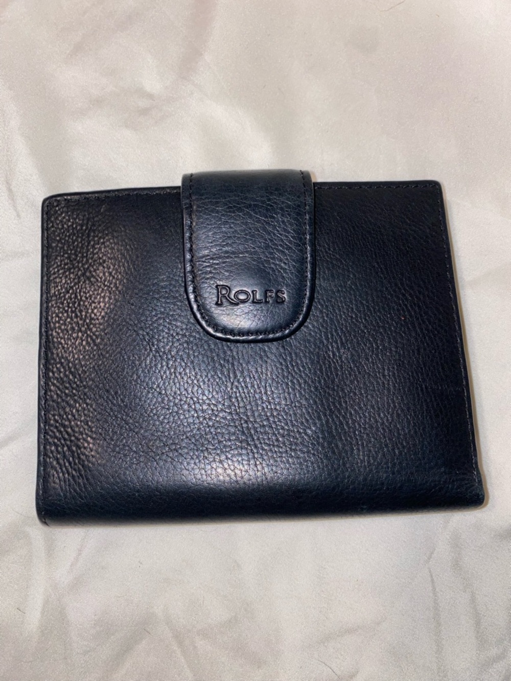 Rolfs Black Leather Snap Closure Bifold Wallet